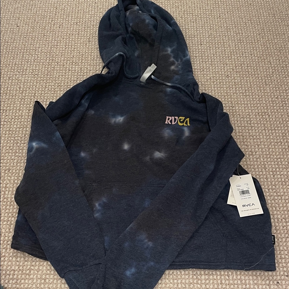 RVCA Navy and White Tie-Dye Hoodie
